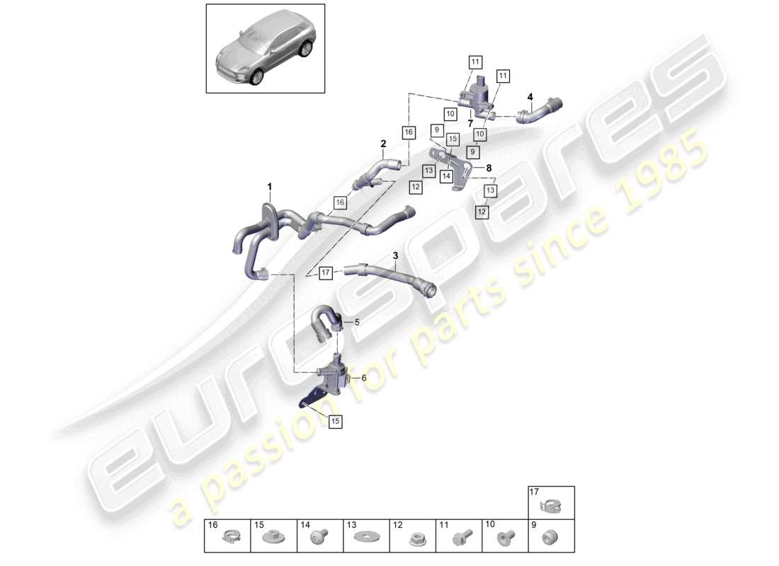 porsche 2021 (macan) heizung v6 turbo wasserkasten rhd d - mj 2020>> ersatzteildiagramm