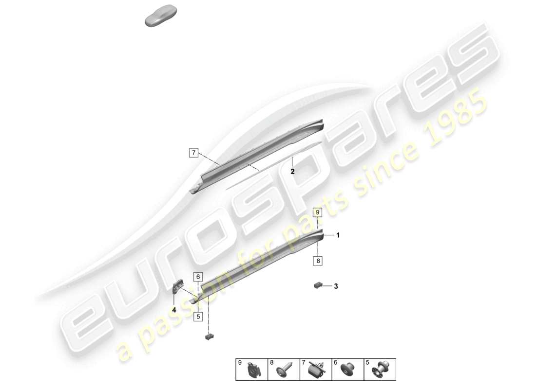 porsche 2026 (taycan 9j1-2) längsträgerverkleidung zubehör teilediagramm