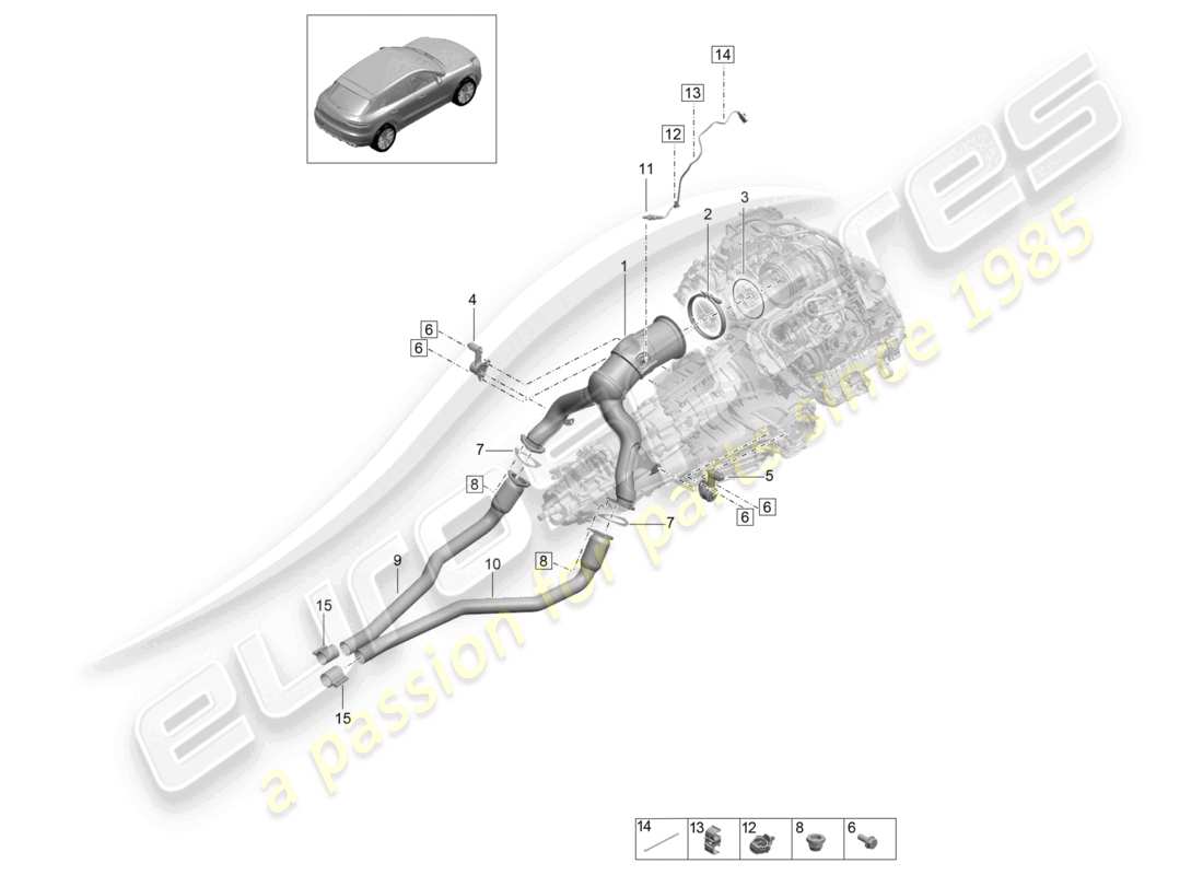 porsche 2021 (macan) katalysator lambdasonde teilediagramm