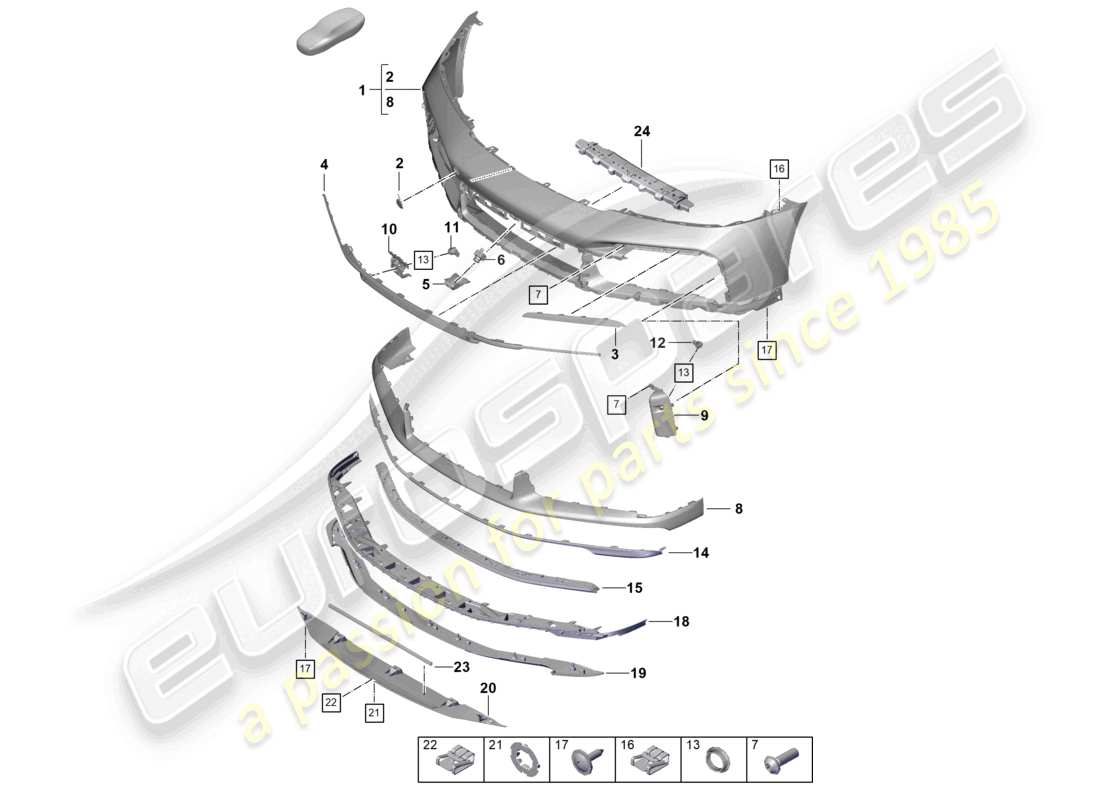 porsche 2020 (992-1 turbo / s) stoßstange sport classic ersatzteildiagramm