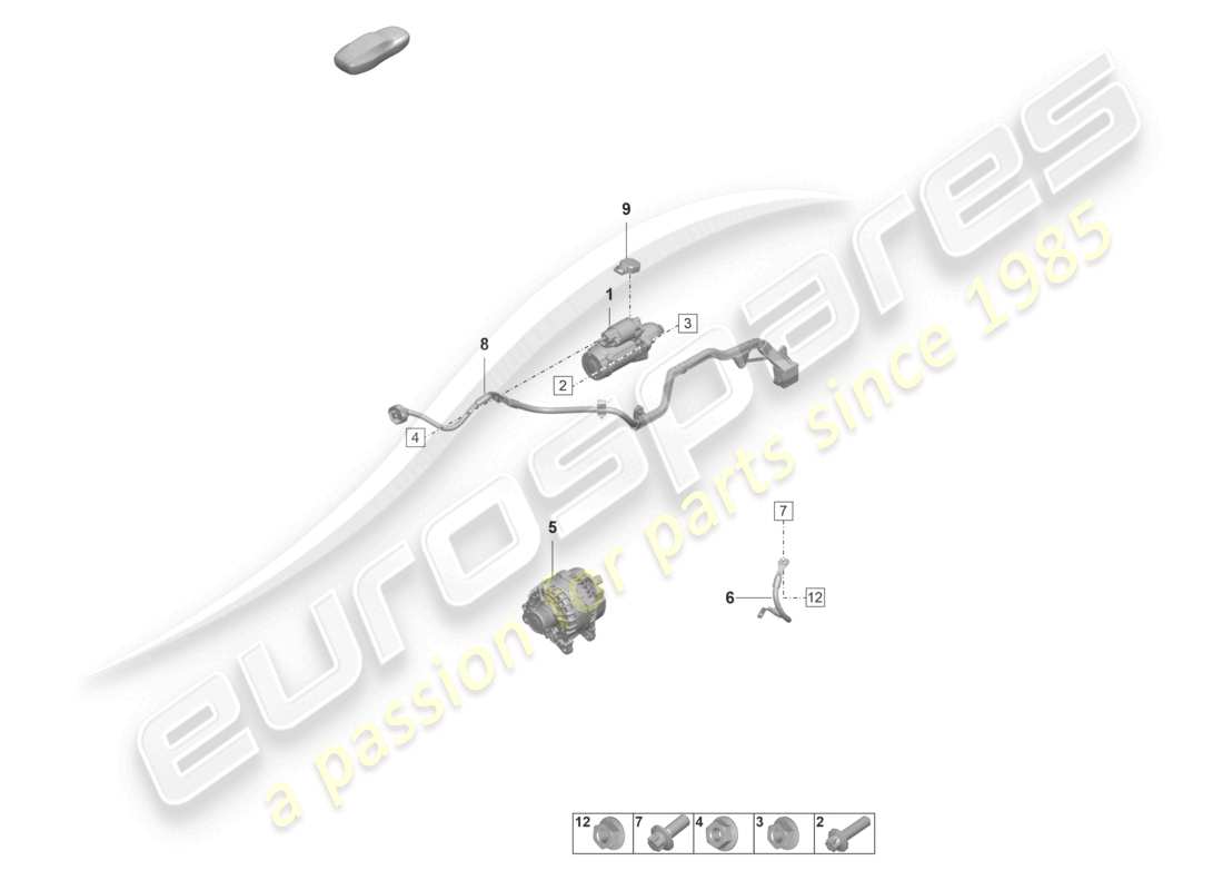 porsche 2023 (992-1 gt3/rs/st) teilediagramm für anlasser-lichtmaschine