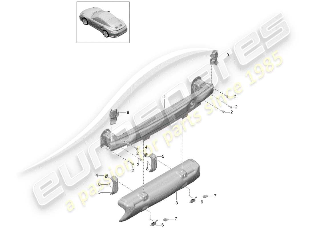 porsche 2018 (991-2 turbo) stoßstangenhalterung - ersatzteildiagramm