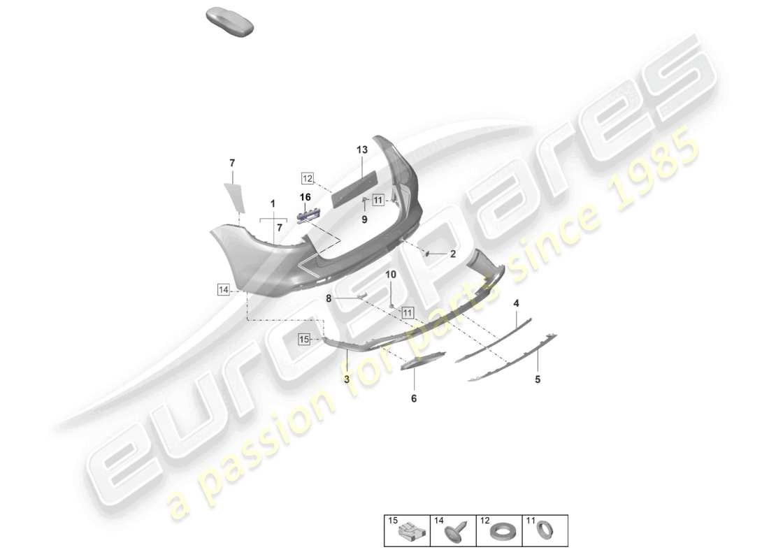 porsche 2022 (panamera 971-2) stoßstange hinten sport turismo gts teilediagramm