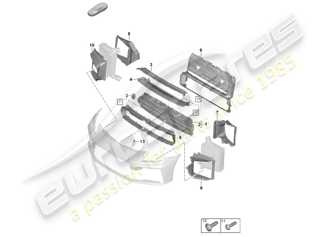 porsche 2026 (panamera 976) teilediagramm für luftführung und scheibenpaket