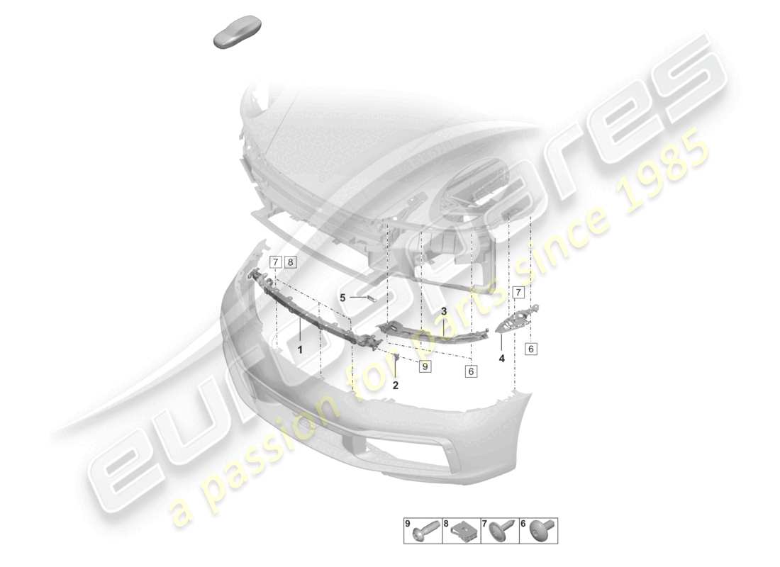 porsche 2022 (992-1) stoßfänger vorne befestigungsteile teilediagramm