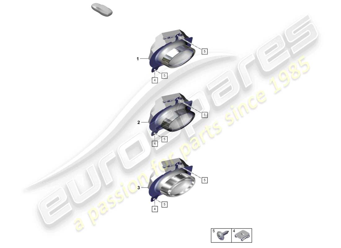 porsche 2024 (992-2 turbo / s) auspuffendrohr für sportauspuffanlage teilediagramm