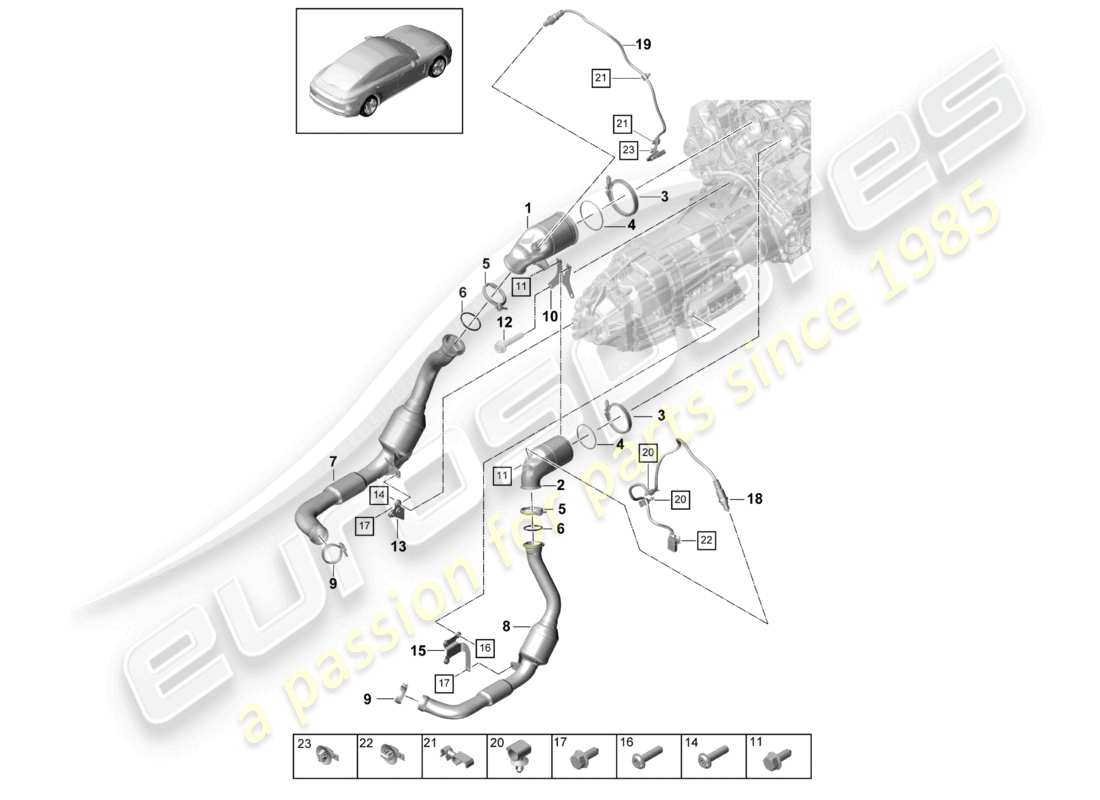 porsche 2021 (panamera 971-1) abgasanlage katalysator lambdasonde teilediagramm