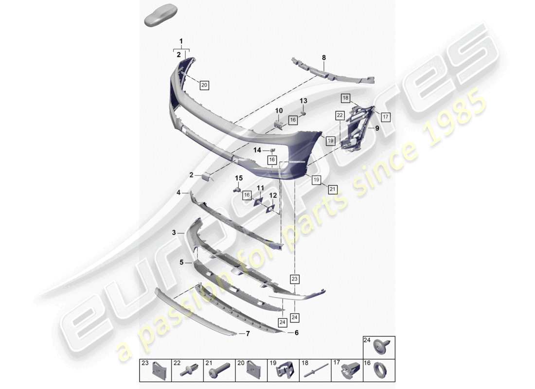 porsche 2025 (cayenne e3 pa) stoßstange vorne, ersatzteildiagramm