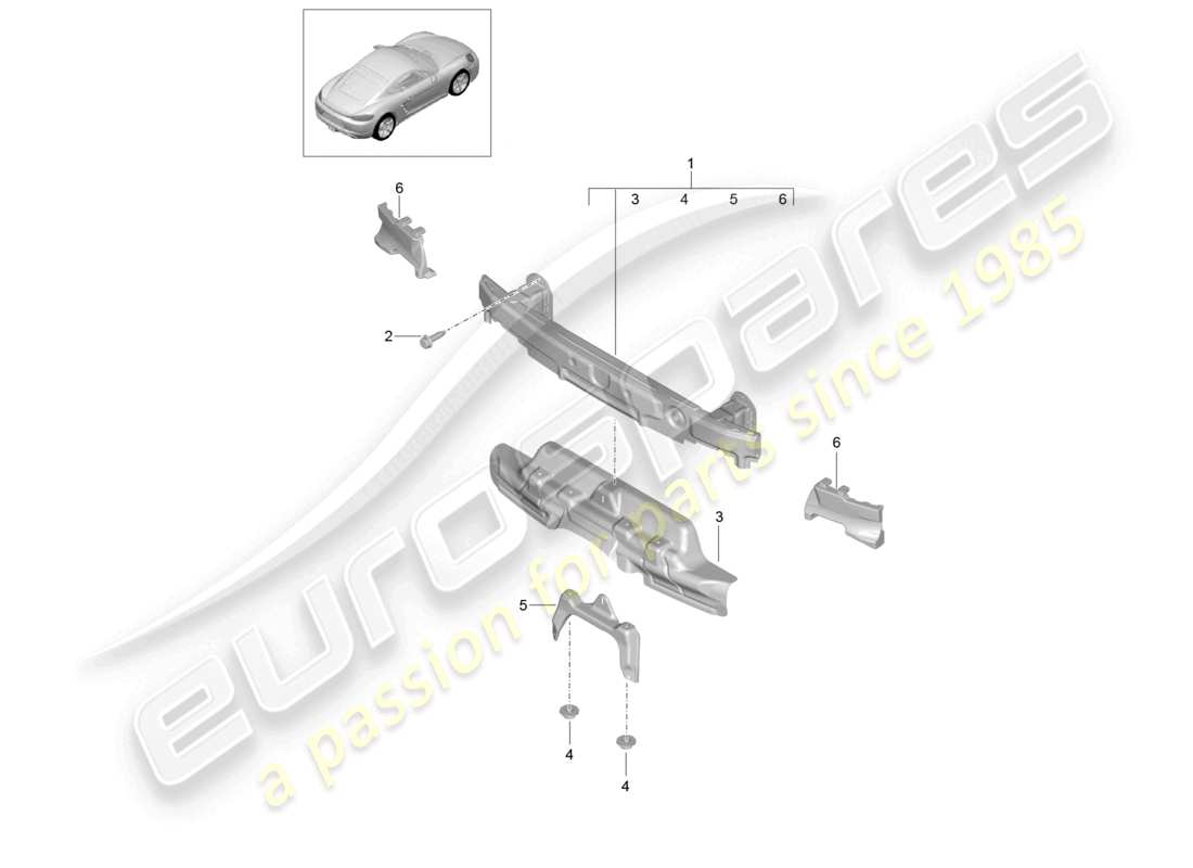 porsche 2023 (718 cayman) stoßstangenträger hinten, ersatzteildiagramm