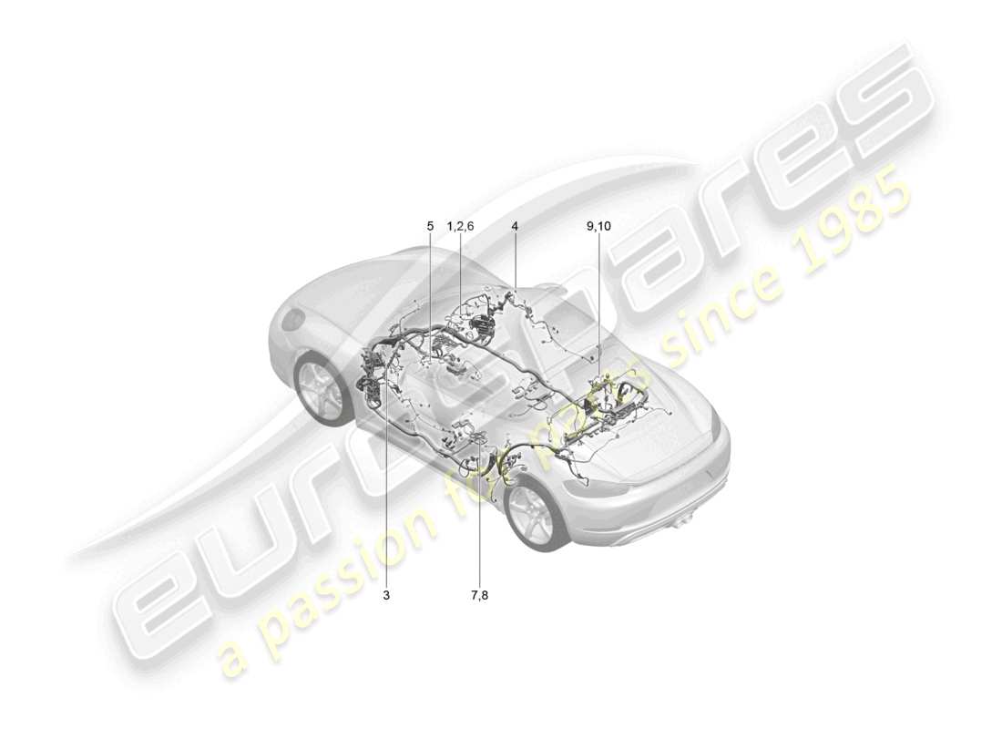 porsche 2022 (718 cayman) kabelbäume airbag für fahrzeuge mit sicherheitsgurten teilediagramm