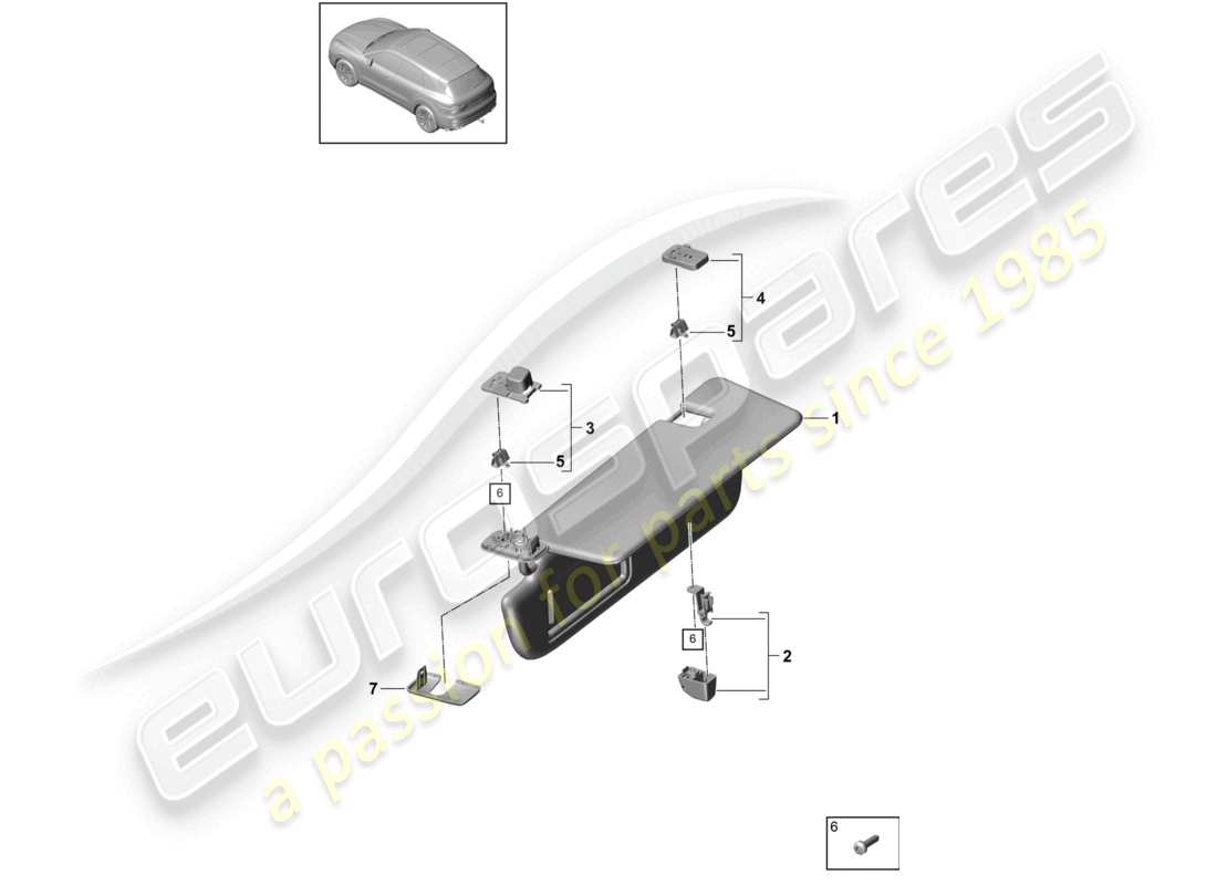 porsche 2024 (cayenne e3 9ya/9yb) sonnenblenden teilediagramm