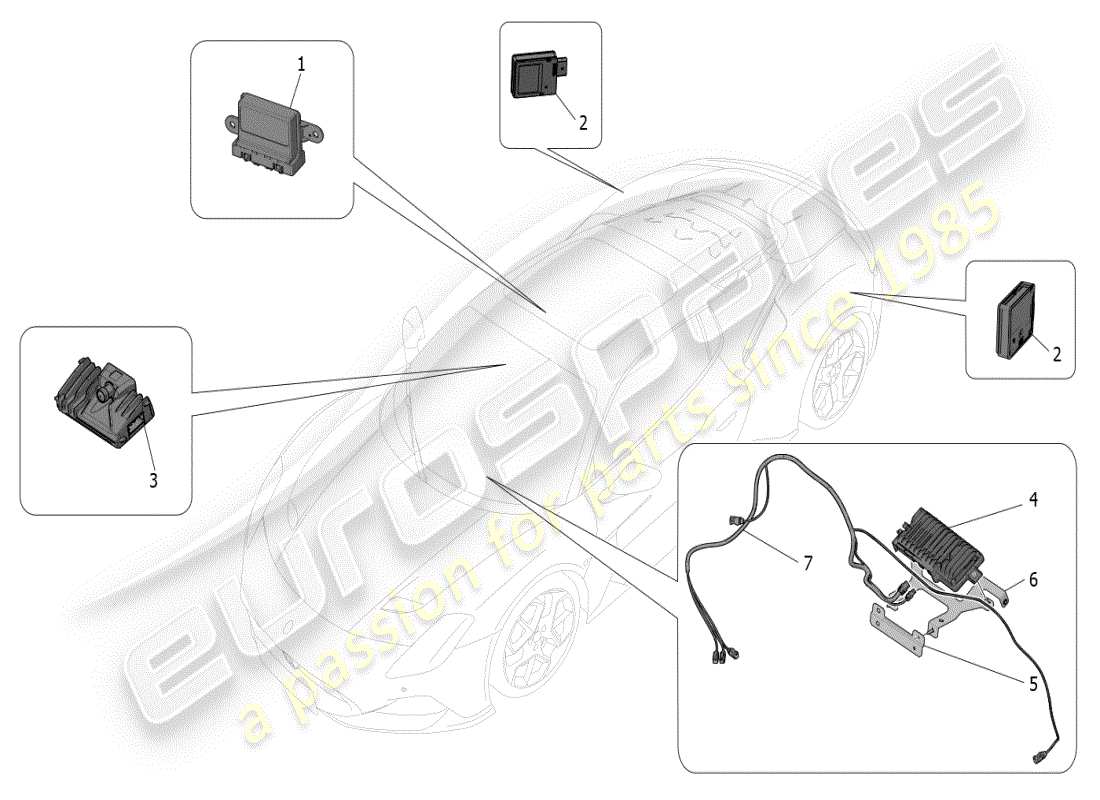 maserati mc20 (2024) fahrassistenzsystem teilediagramm