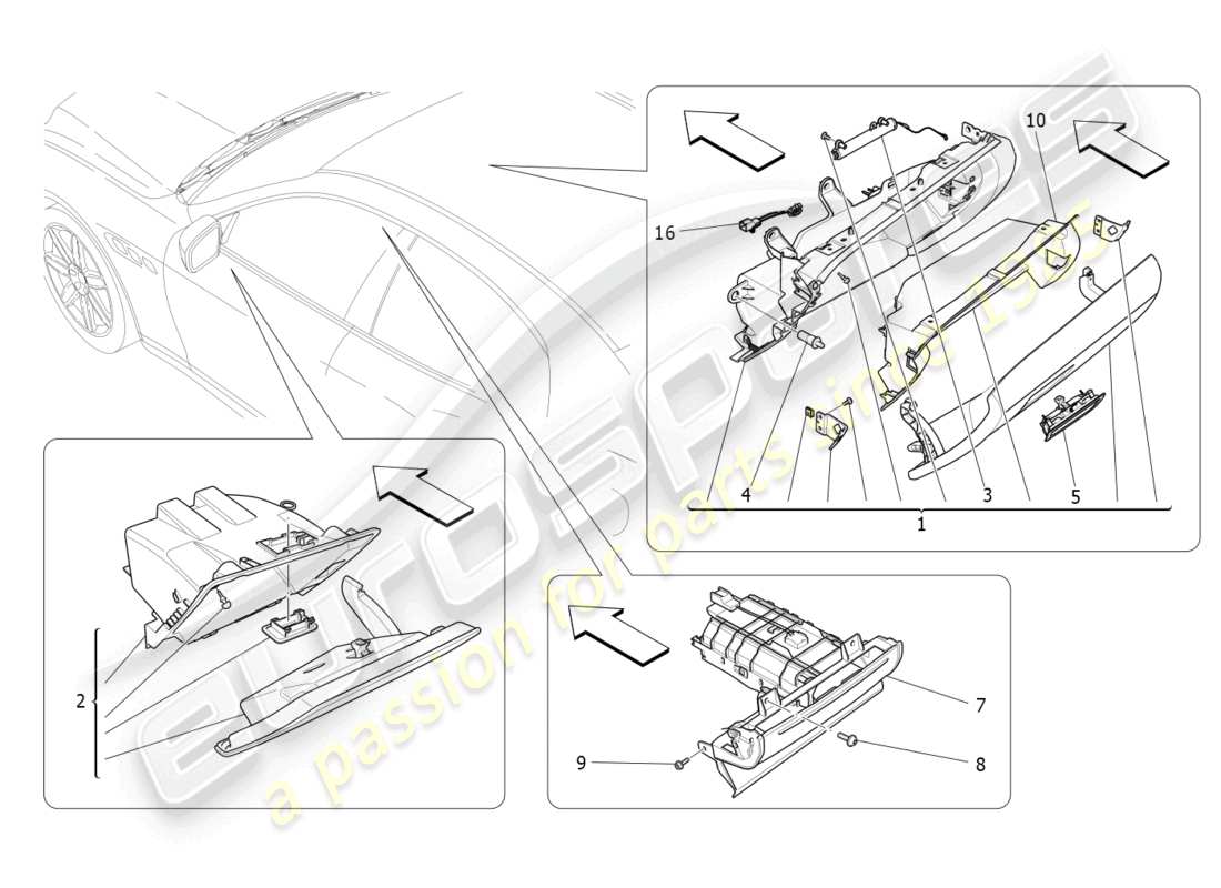 maserati ghibli fragment (2022) handschuhfächer teilediagramm