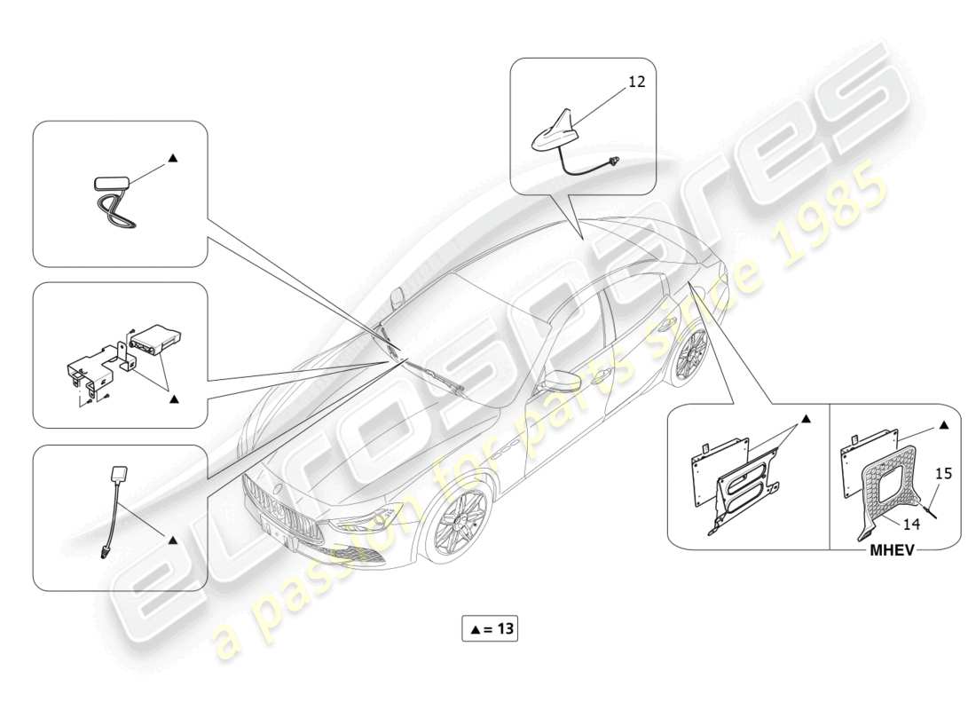 maserati ghibli fragment (2022) empfangs- und verbindungssystem teilediagramm