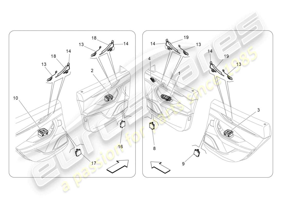 maserati levante (2020) türgeräte ersatzteildiagramm