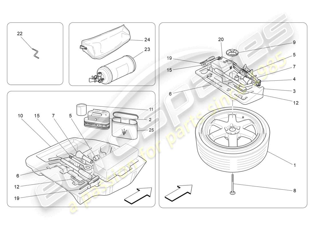 maserati quattroporte (2018) standardmässig mitgeliefertes teilediagramm