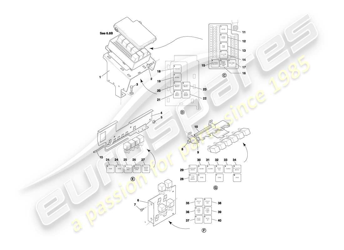 aston martin db7 vantage (2004) relais, bis vin 300555 ersatzteildiagramm