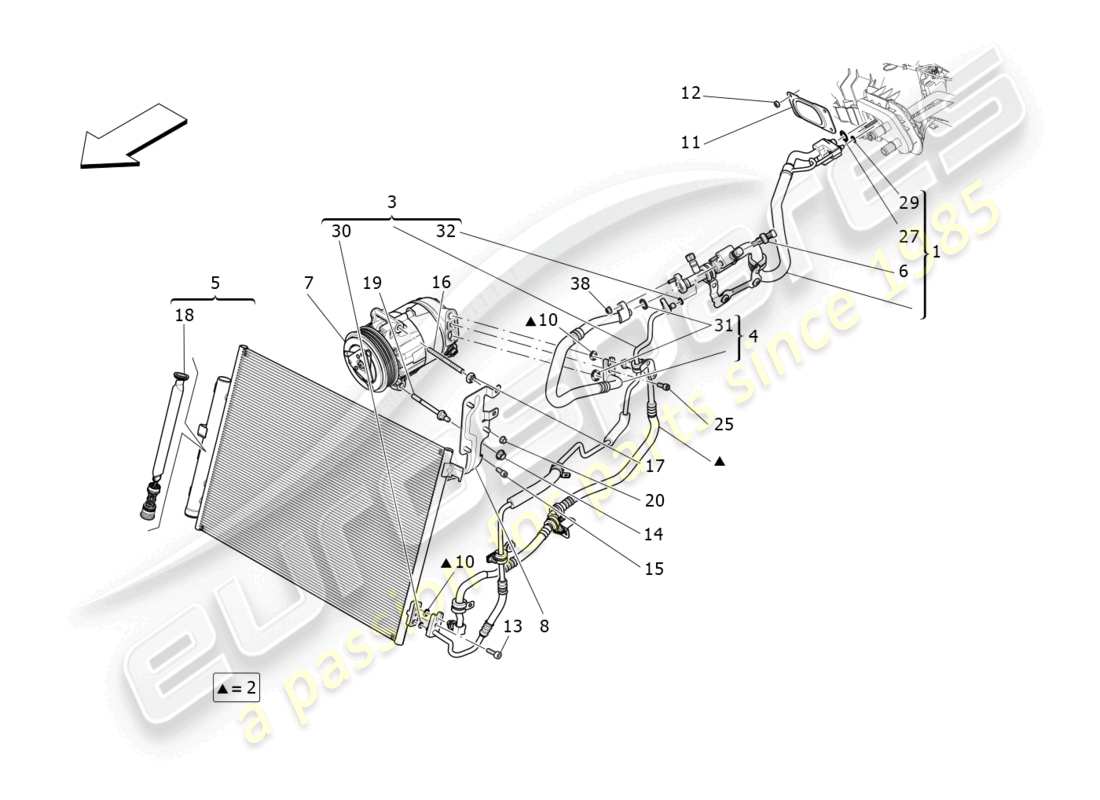 maserati ghibli fragment (2022) klimaanlage: geräte im motorraum ersatzteildiagramm