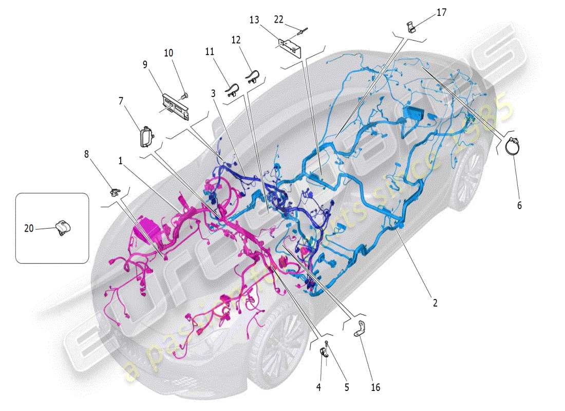 maserati ghibli (2021) hauptverkabelung teilediagramm