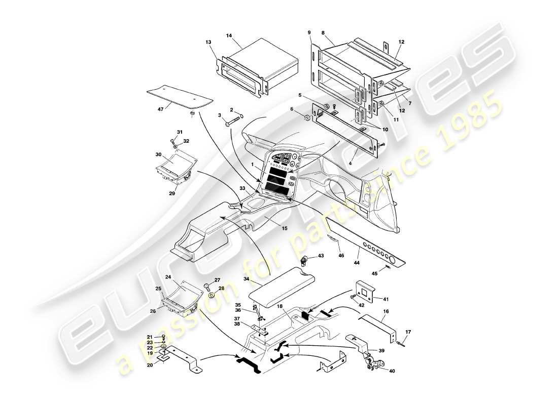 eine teilezeichnung aus dem aston martin v8 volante (1997) teilekatalog