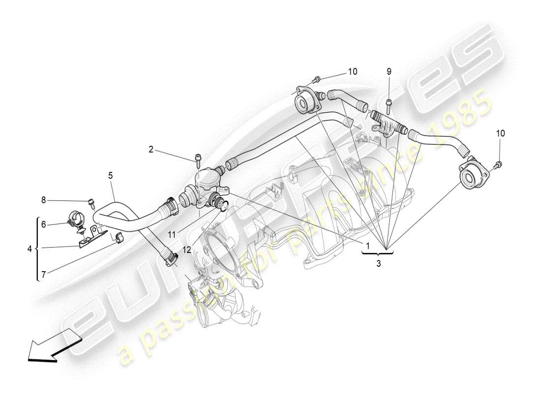 maserati ghibli (2021) öldampf-rückführungssystem - teilediagramm