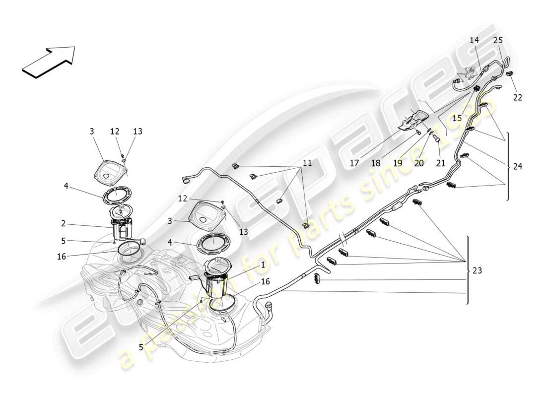 maserati ghibli fragment (2022) kraftstoffpumpen und anschlussleitungen ersatzteildiagramm