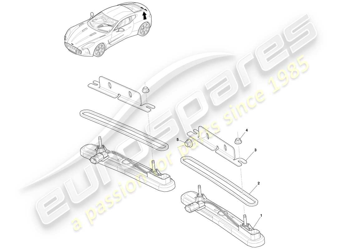 aston martin one-77 (2011) teilediagramm für kennzeichenleuchten