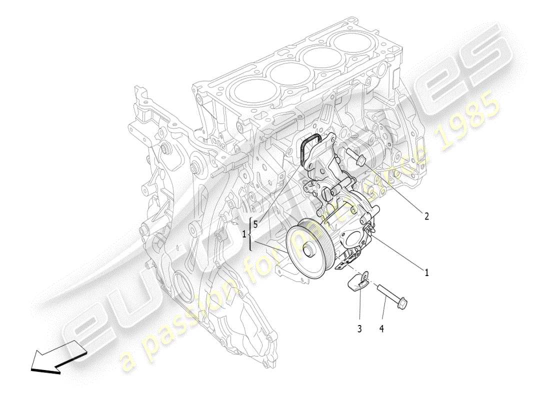 maserati ghibli (2021) kühlsystem: wasserpumpe teilediagramm