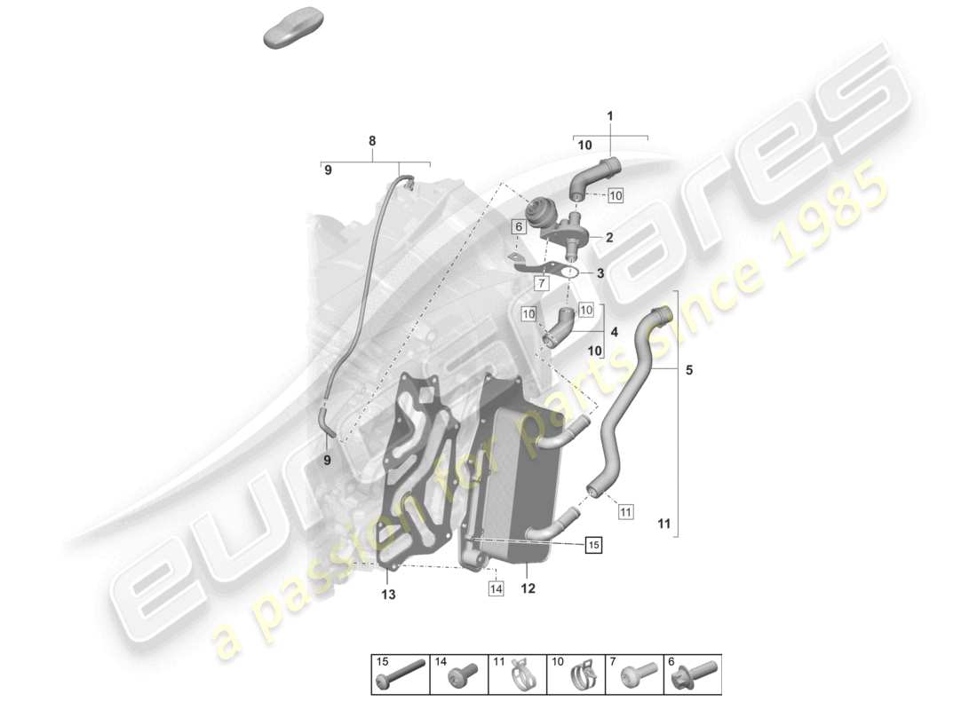 porsche 2026 (992-2 turbo / s) 8-speed doppelkupplungsgetriebe - pdk - kühlsystem für getriebeöl ersatzteildiagramm