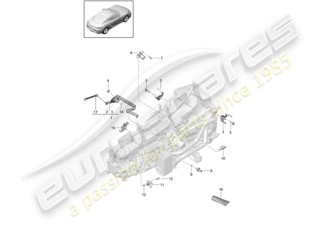 porsche 2026 (718 cayman) schaltgetriebe einzelteile sensormodul teilediagramm