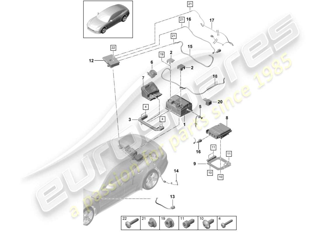 porsche 2021 (panamera 971-1) batterie 48 volt teilediagramm