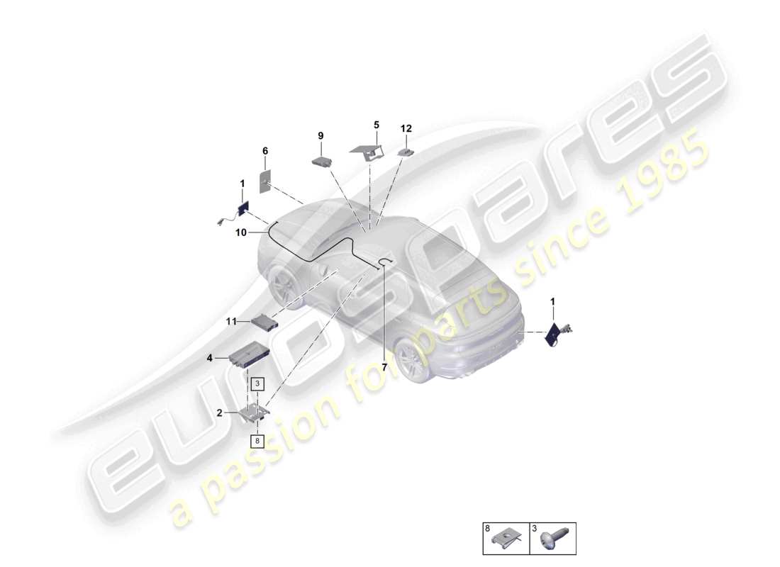 porsche 2025 (cayenne e3 pa) antenne multimediasystem telefonantenne teilediagramm