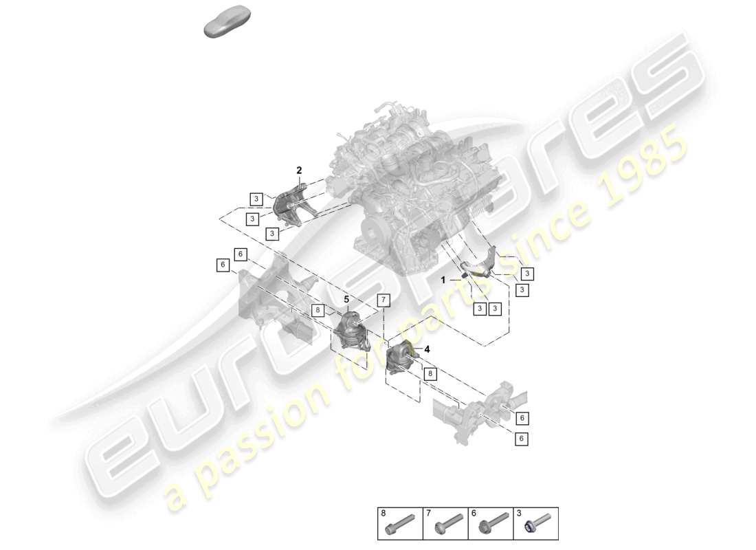 porsche 2025 (cayenne e3 pa) motorhebevorrichtung unten konsole für motoraufhängung motoraufhängung teilediagramm