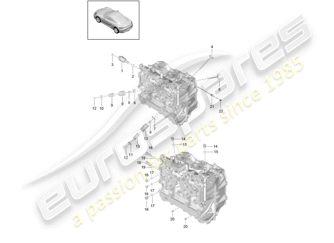 porsche 2023 (718 cayman) zylinderkopf zubehör einlass-/auslassventil teilediagramm