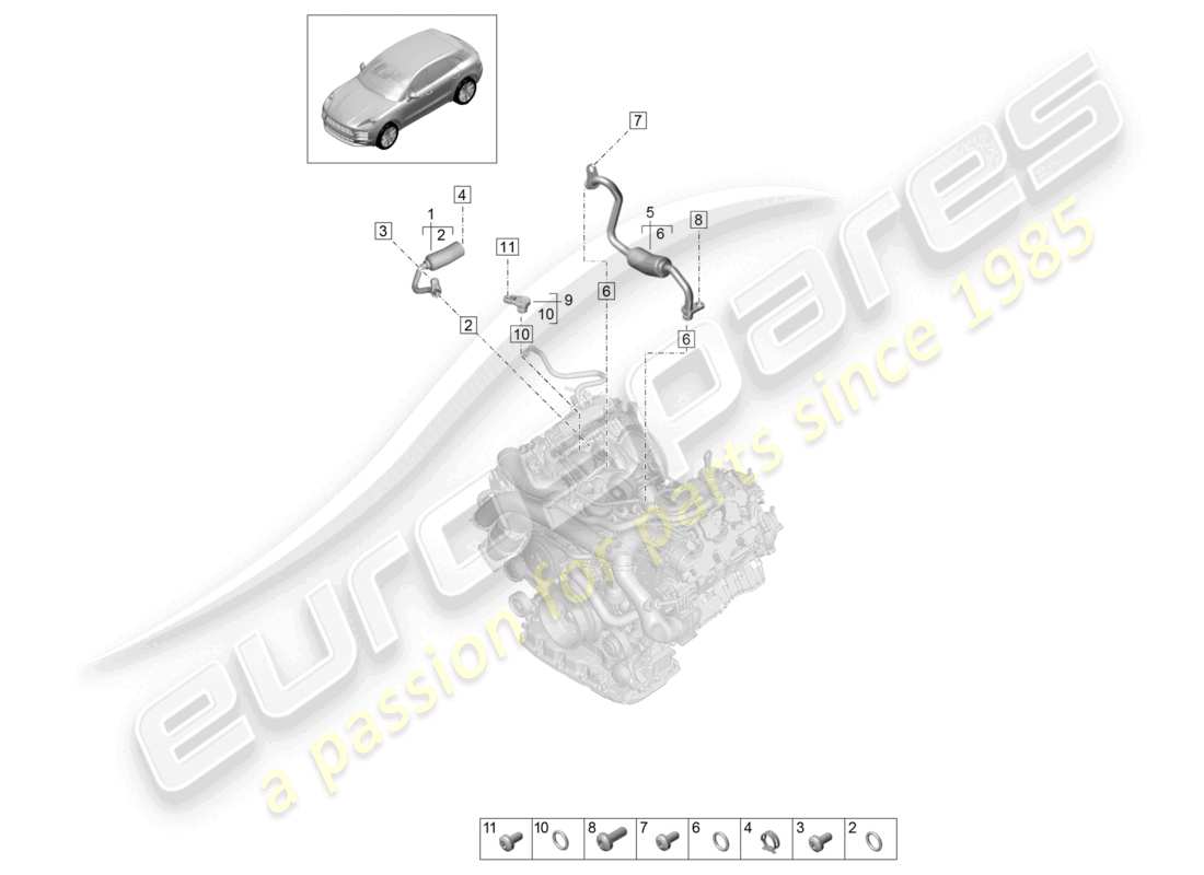 porsche 2021 (macan) kühlmittelkühlsystem für turbolader teilediagramm