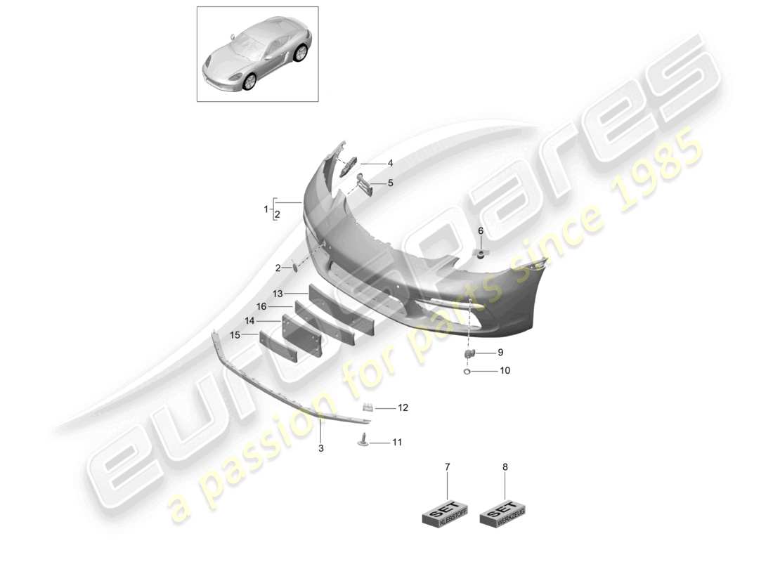 porsche 2024 (718 cayman) stoßstange vorne teilediagramm