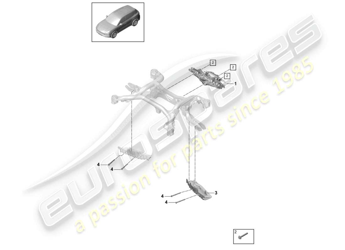 porsche 2024 (cayenne e3 9ya/9yb) lenkgetriebe hinterachse teilediagramm
