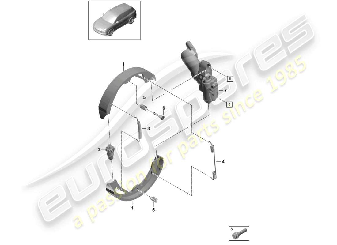porsche 2022 (cayenne e3 9ya/9yb) parkbremse ersatzteildiagramm