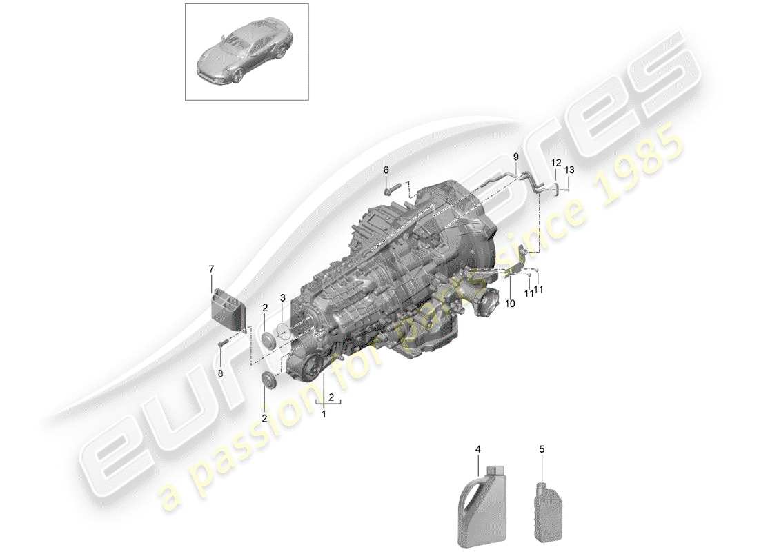 porsche 2018 (991-2 turbo) - pdk - teilediagramm