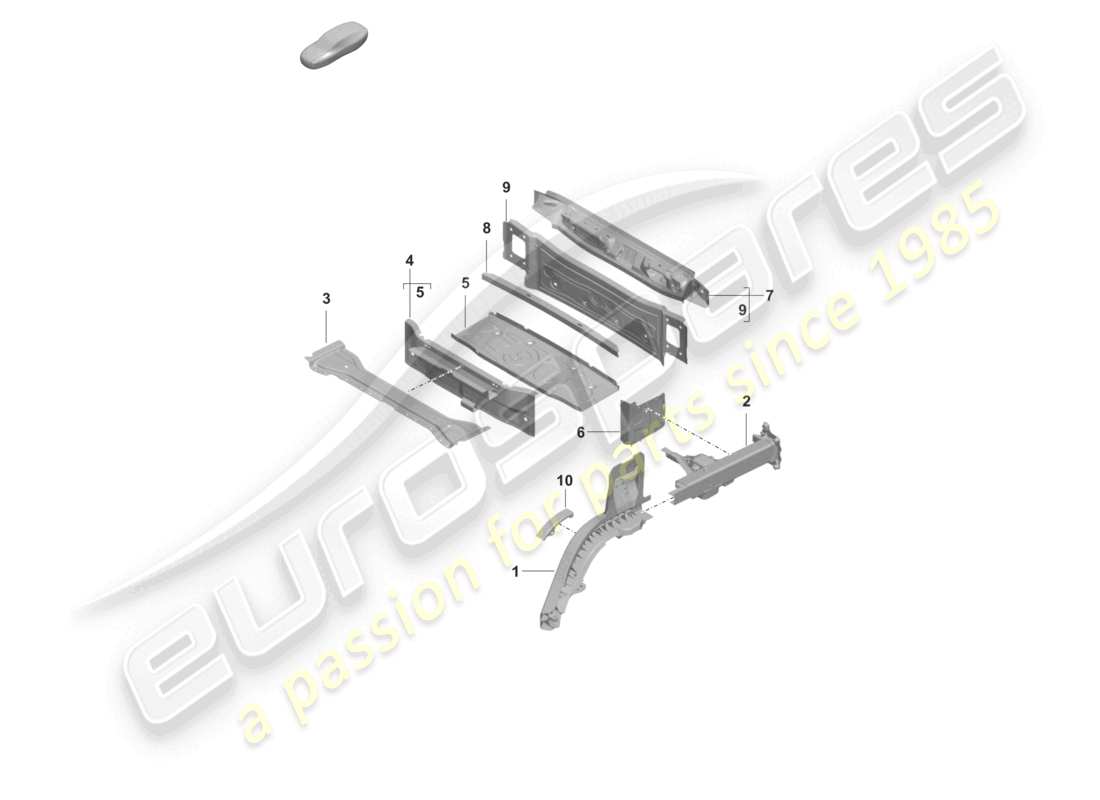 porsche 2023 (taycan 9j1-1) heckpartie längsträger einzelteile teilebild