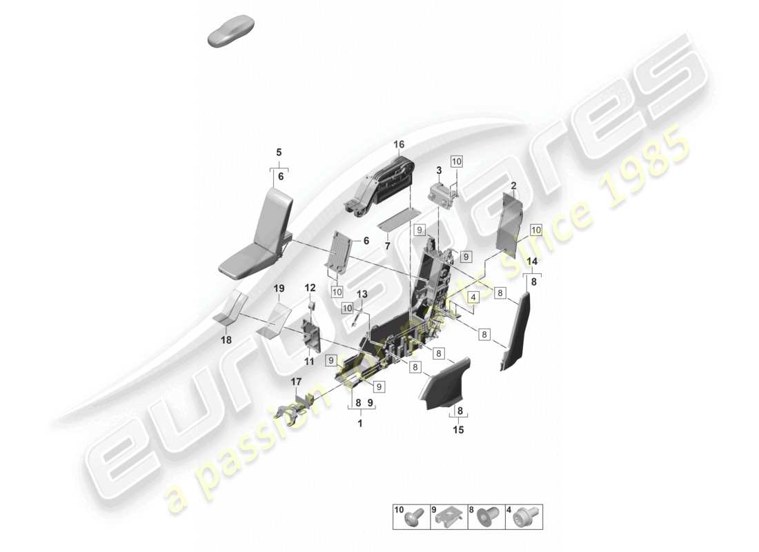 porsche 2023 (panamera 971-2) mittelkonsole hinten business part diagram