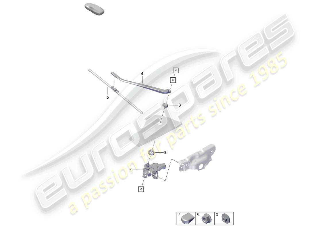 porsche 2020 (992-1 turbo / s) heckscheibenwischer teilediagramm