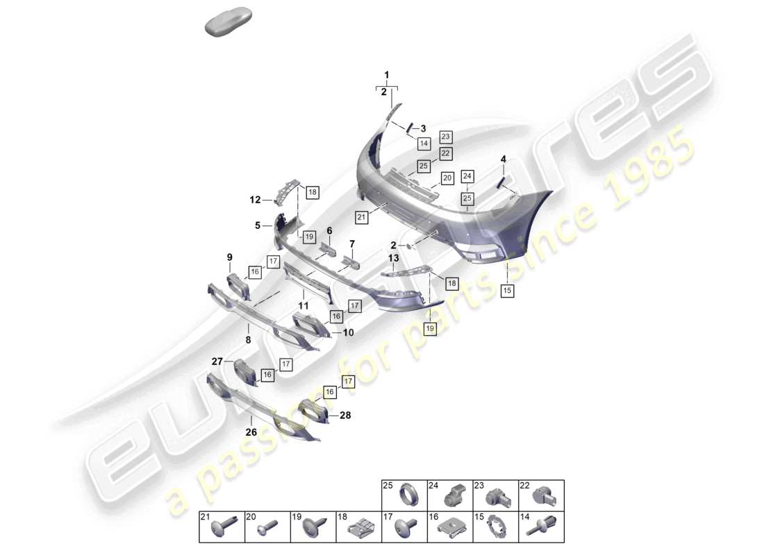porsche 2024 (992-2) stoßstange hinten, ersatzteildiagramm
