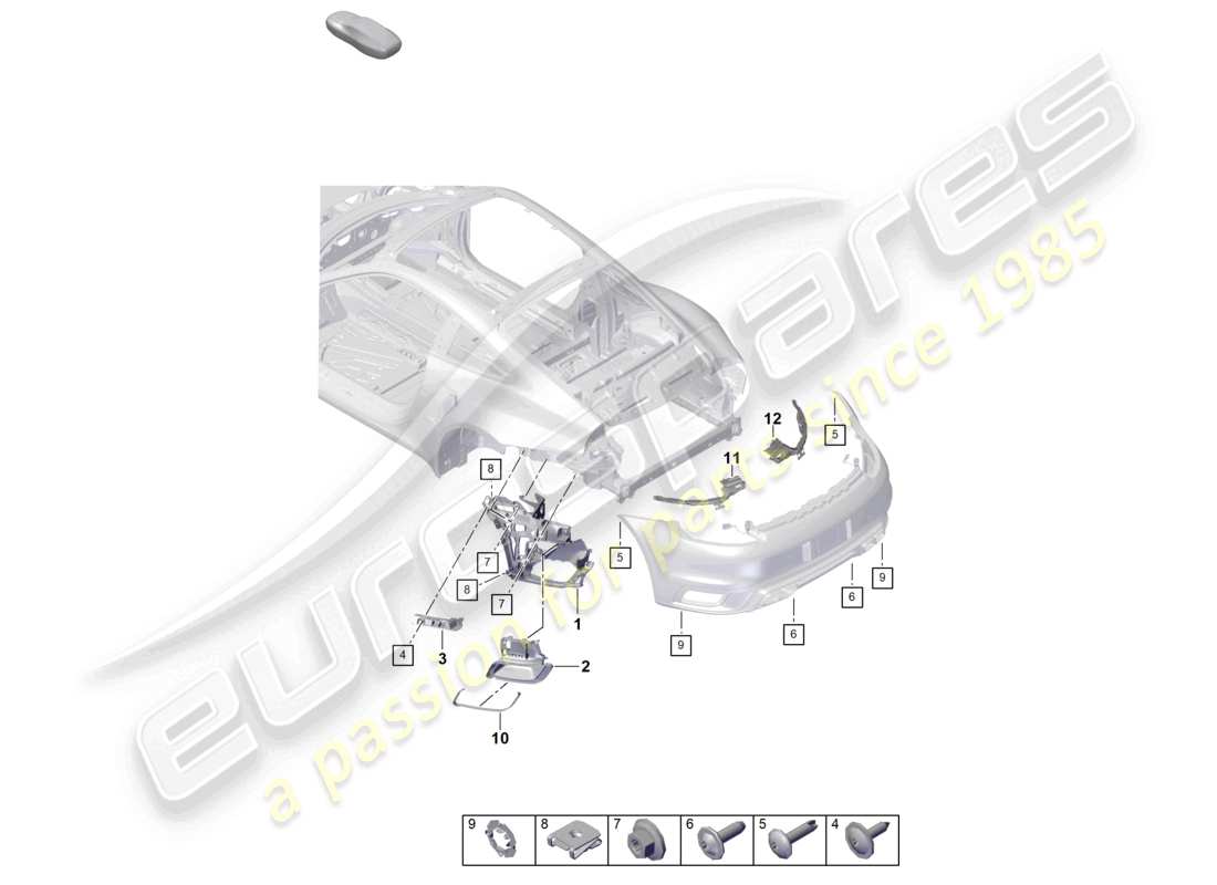 porsche 2023 (992-1) stoßfänger hinten befestigungsteile teilediagramm