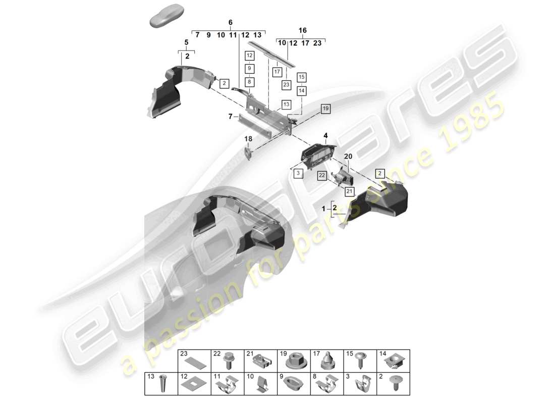 porsche 2026 (panamera 976) kofferraumverkleidungen seitlich ersatzteildiagramm