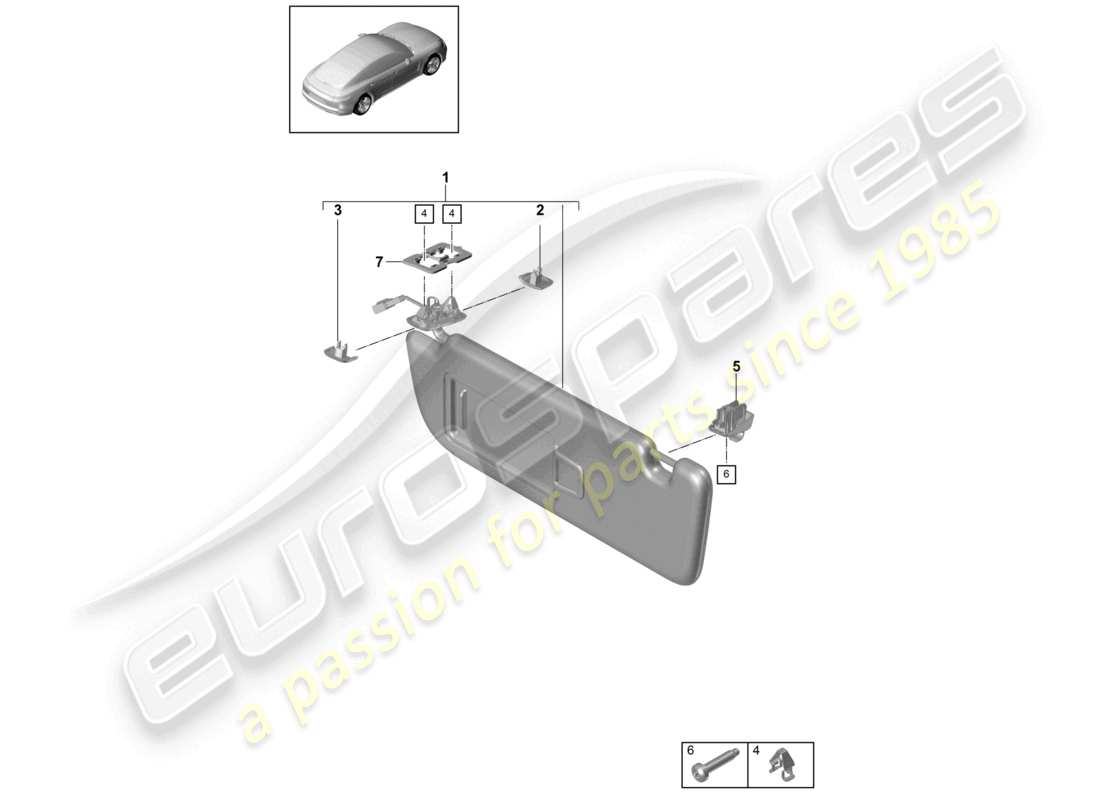 porsche 2021 (panamera 971-1) sonnenblenden ersatzteildiagramm
