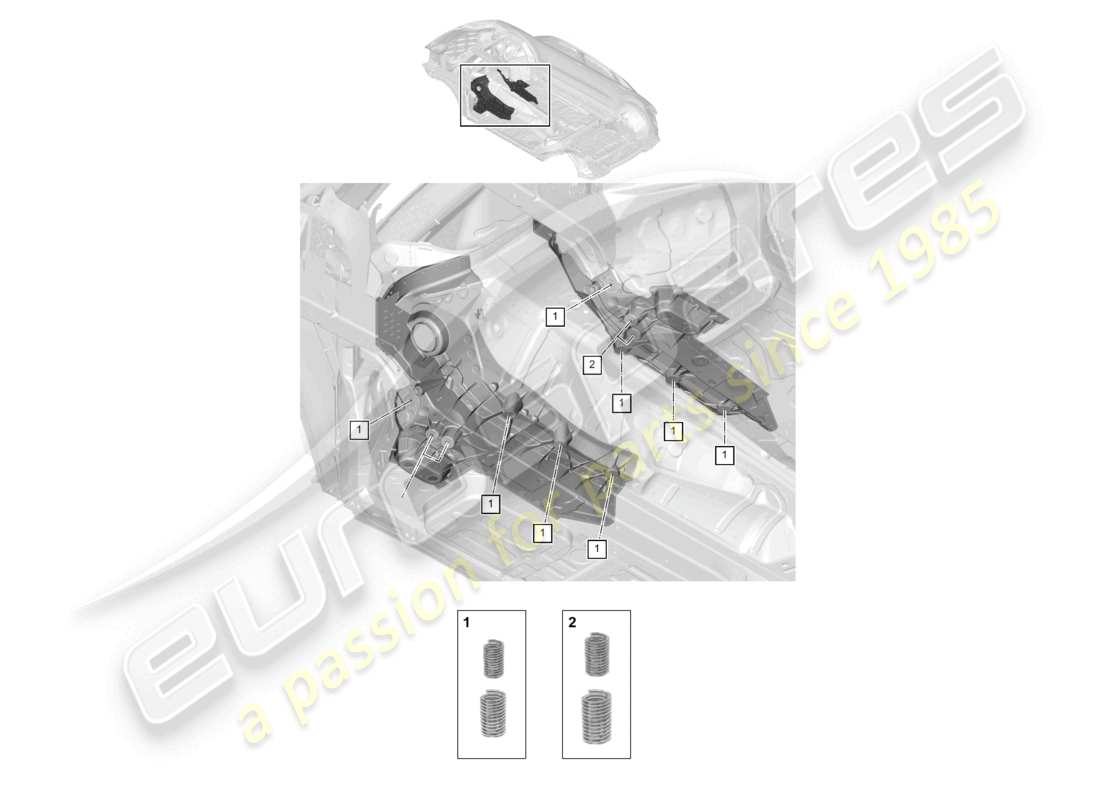 porsche 2025 (cayenne e3 pa) gewindereparatursatz vorderer tunnel teilediagramm