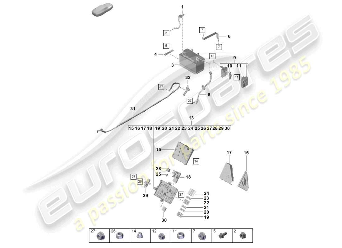 porsche 2021 (718 cayman gt4) batterie potentialverteiler teilediagramm