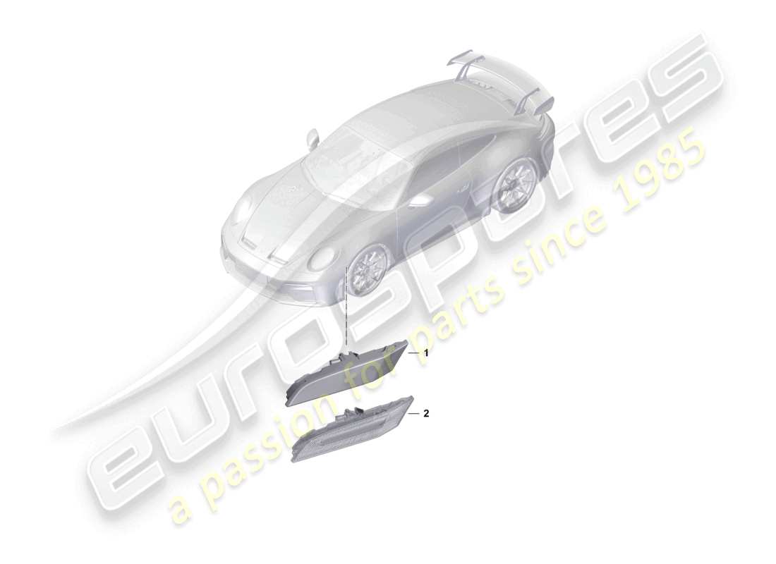 porsche 2025 (992-2 gt3) blinker-repeater-seitenmarkierungsleuchte teilediagramm