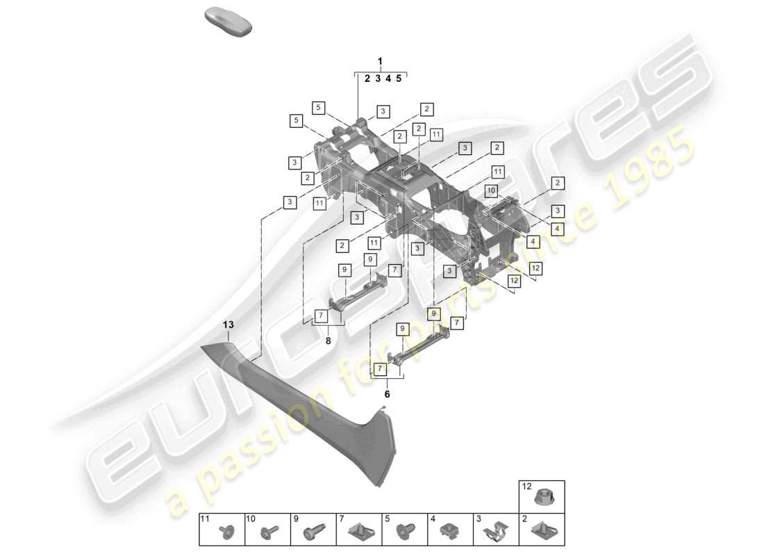 porsche 2025 (cayenne e3 pa) mittelkonsole unten ersatzteildiagramm